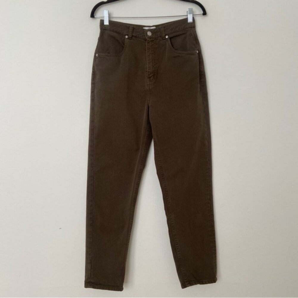 KOTN High Waisted Taper Trousers in Khaki size 4 Denim Cotton